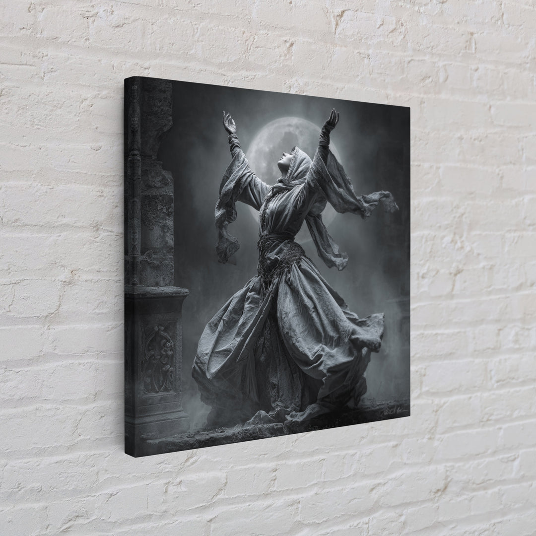 The Moon Priestess, Square Wall Art, Macabre Wall Art, Framed Canvas Print, Halloween Wall Decor, Gothic Home Decor, Dark Fantasy Art
