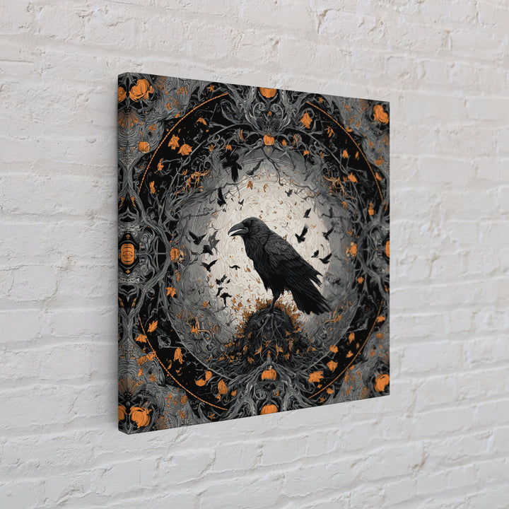 The Crow-Masked Assassin, Square Wall Art, Gothic Horror Wall Art, Framed Canvas Print, Halloween Wall Decor, Gothic Home Decor