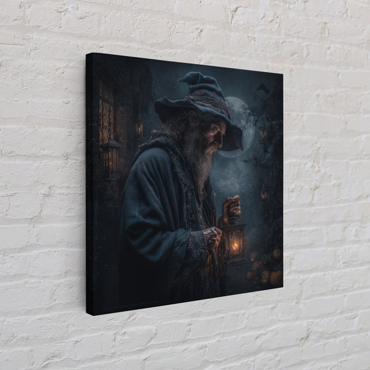 The Lantern Mage, Square Wall Art, Haunted Gothic Art, Framed Canvas Print, Halloween Wall Decor, Gothic Home Decor, Horror Wall Art
