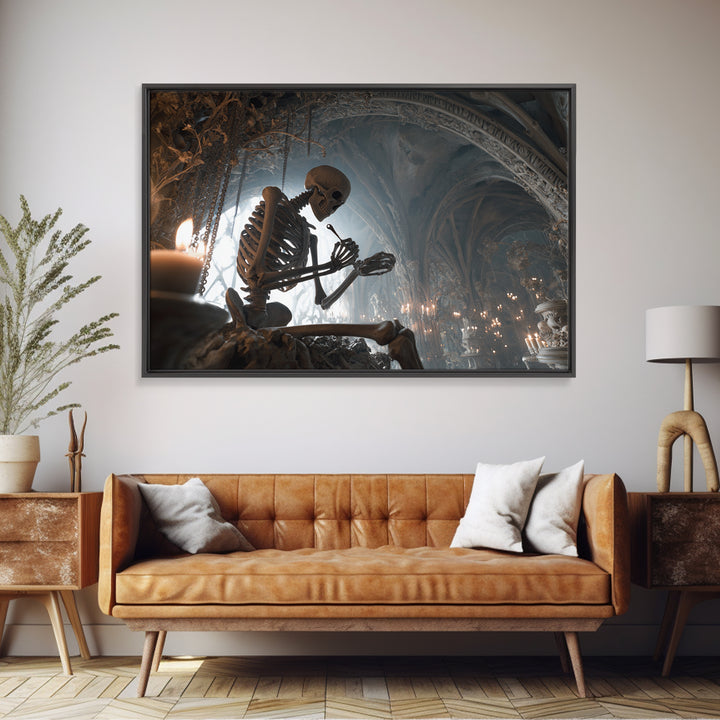 The Bone Sculptor, Landscape Wall Art, Macabre Wall Art, Framed Canvas Print, Halloween Wall Decor, Gothic Home Decor