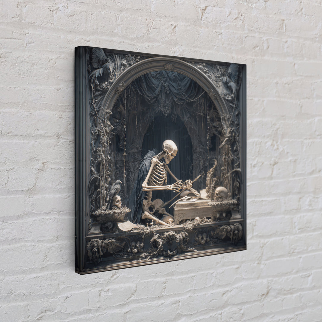 The Bone Sculptor, Square Wall Art, Dark Fantasy Wall Art, Canvas Print, Halloween Wall Decor, Gothic Home Decor, Collectible Wall Decor
