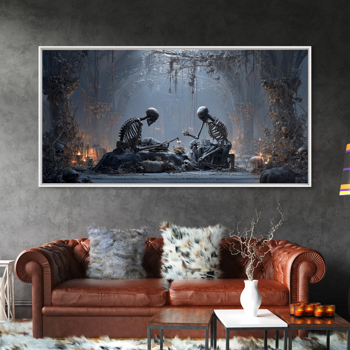 The Bone Sculptor, Wide Panoramic Art, Dark Fantasy Wall Art, Canvas Print, Halloween Wall Decor, Gothic Home Decor, Dark Fantasy Art