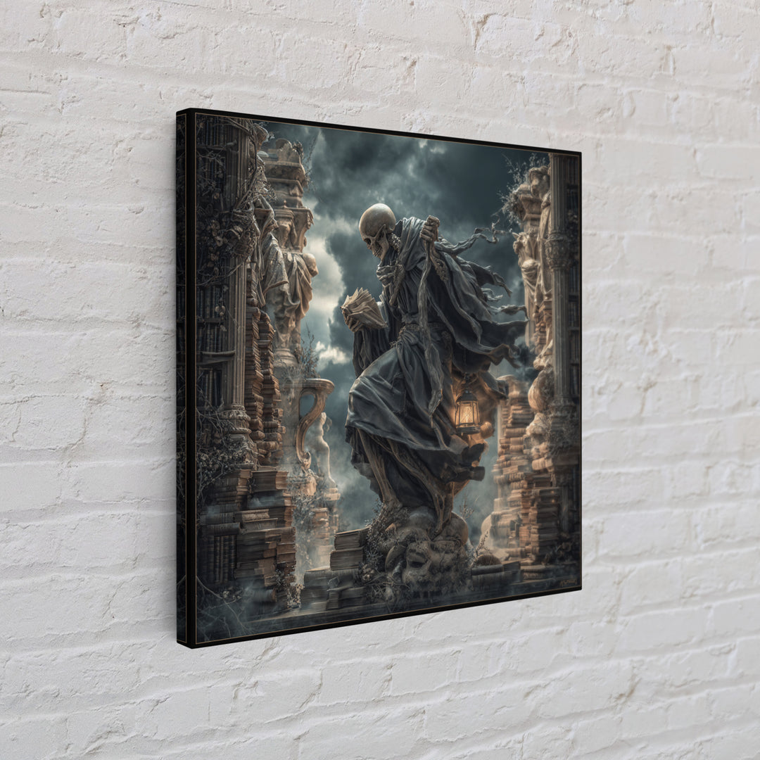 The Crypt Librarian, Square Wall Art, Dark Halloween Decor, Canvas Print, Halloween Wall Decor, Gothic Home Decor, Spooky Wall Decor