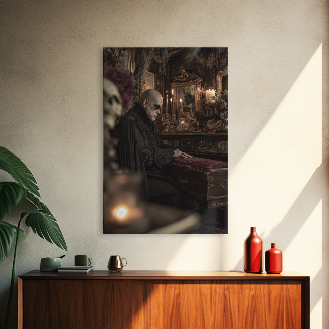The Royal Coffin Maker, Vertical Wall Art, Haunted Gothic Art, Framed Canvas Print, Halloween Wall Decor, Gothic Home Decor
