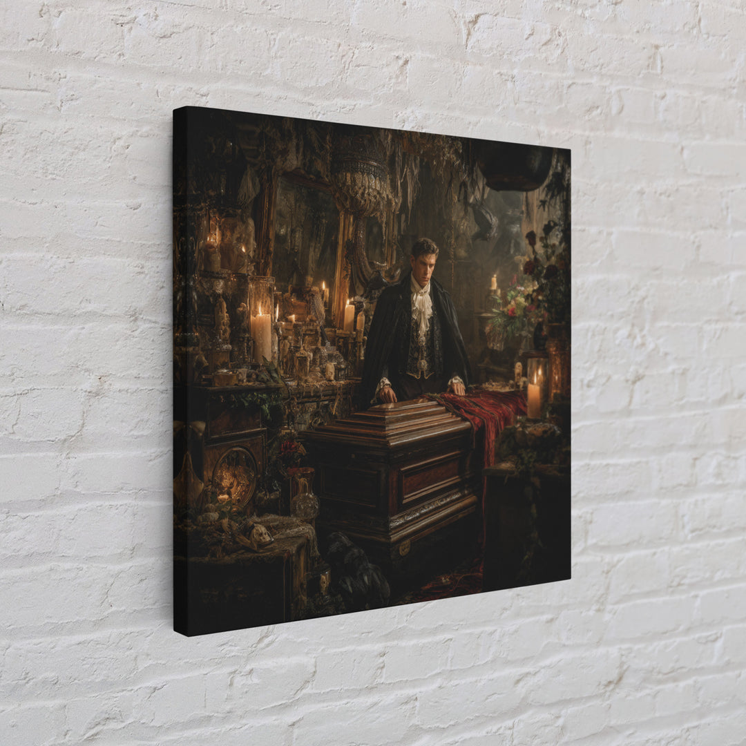 The Royal Coffin Maker, Square Wall Art, Spooky Home Decor, Canvas Print, Halloween Wall Decor, Gothic Home Decor, Seasonal Home Decor
