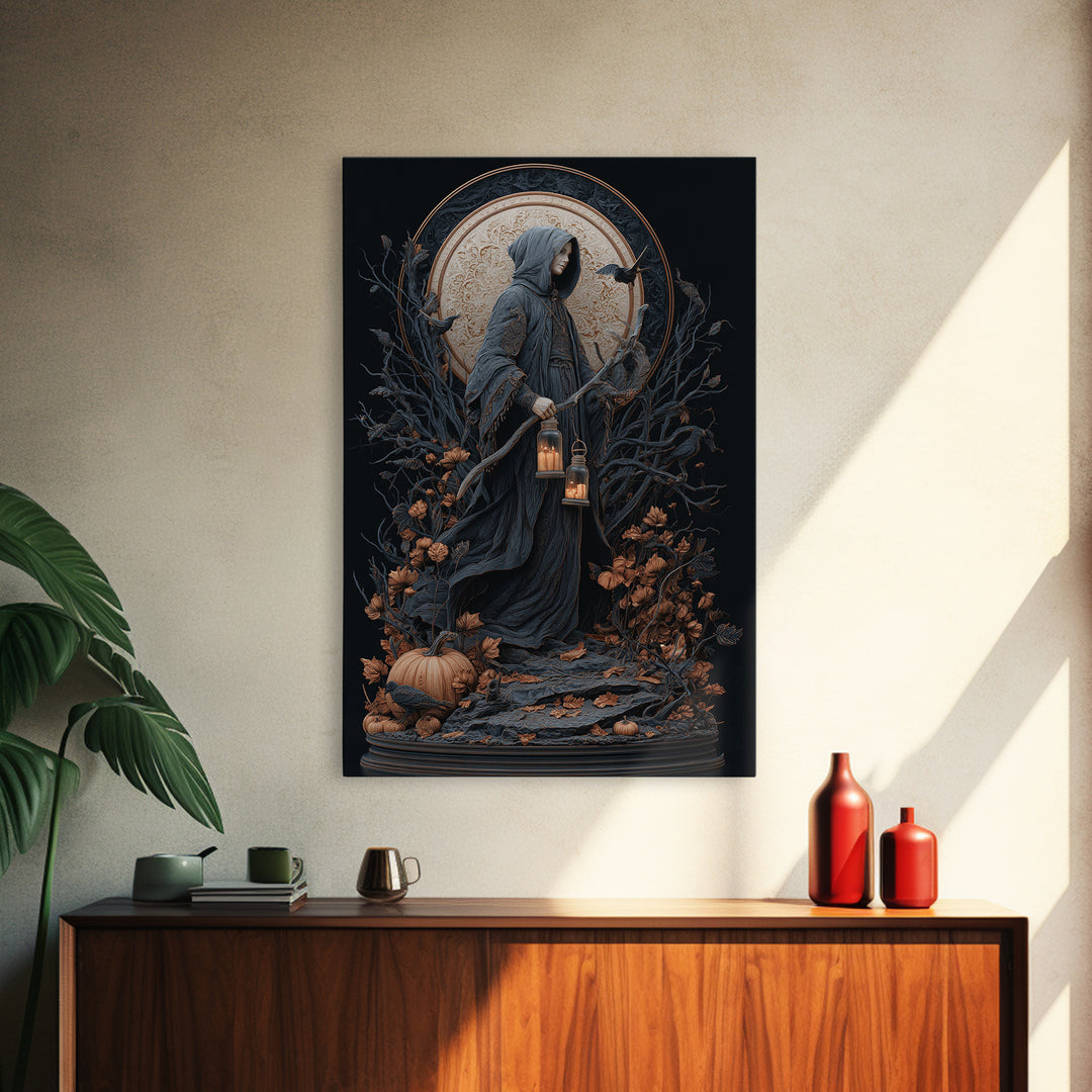 The Soul Collector, Vertical Wall Art, Haunted Gothic Art, Framed Canvas Print, Halloween Wall Decor, Gothic Home Decor, Statement Wall Art