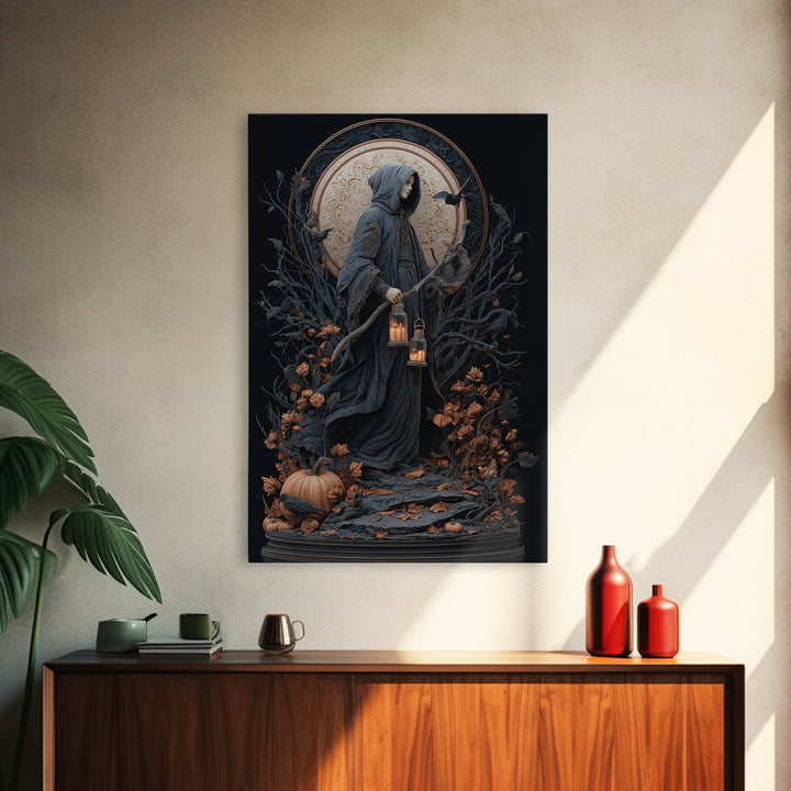 The Soul Collector, Vertical Wall Art, Haunted Gothic Art, Framed Canvas Print, Halloween Wall Decor, Gothic Home Decor, Statement Wall Art