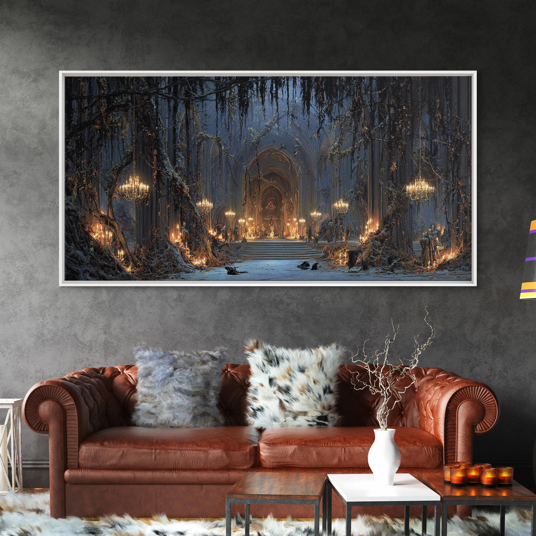 The Ghost Of The Witch Hunter, Wide Panoramic Art, Dark Halloween Decor, Canvas Print, Halloween Wall Decor, Gothic Home Decor