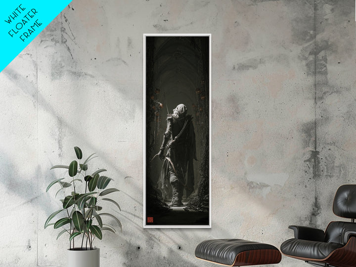 The Ghost Of The Witch Hunter, Tall Narrow Wall Art, Macabre Wall Art, Framed Canvas Print, Halloween Wall Decor, Gothic Home Decor