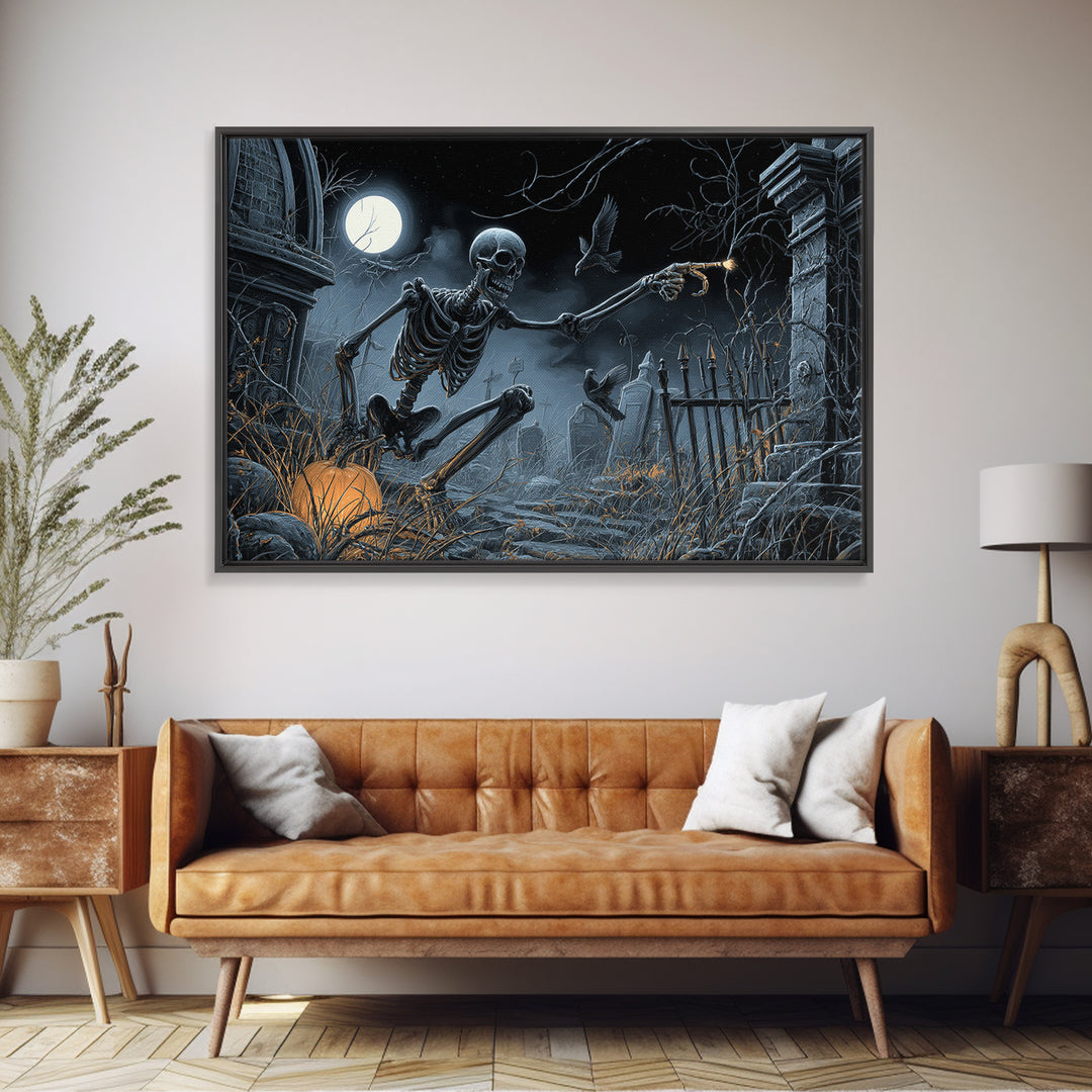 The Skull Astronomer, Landscape Wall Art, Dark Halloween Decor, Canvas Print, Halloween Wall Decor, Gothic Home Decor, Halloween Wall Art