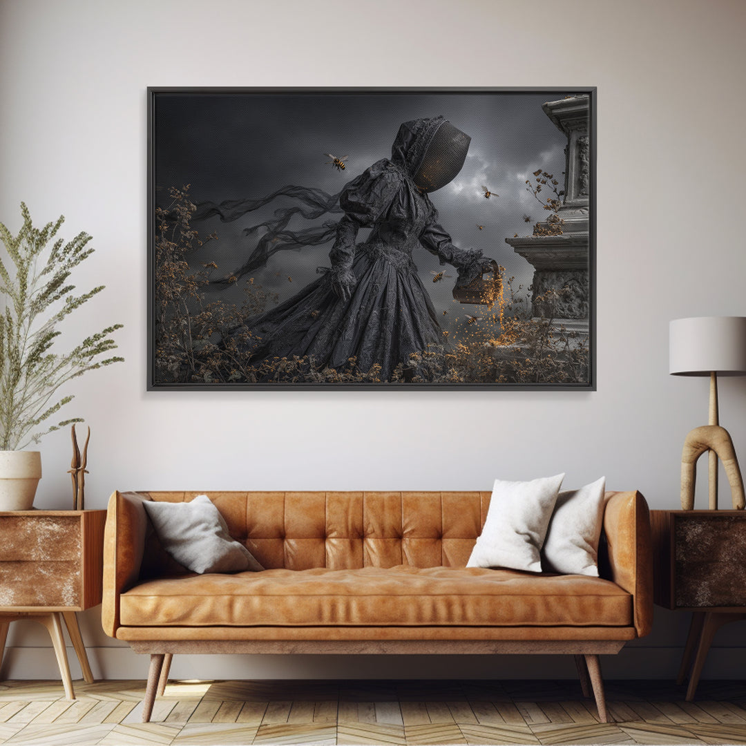The Cemetery Beekeeper, Landscape Wall Art, Spooky Home Decor, Canvas Print, Halloween Wall Decor, Gothic Home Decor, Spooky Wall Decor