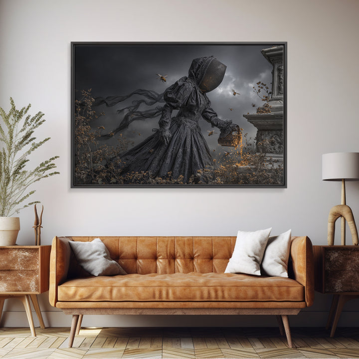 The Cemetery Beekeeper, Landscape Wall Art, Spooky Home Decor, Canvas Print, Halloween Wall Decor, Gothic Home Decor, Spooky Wall Decor