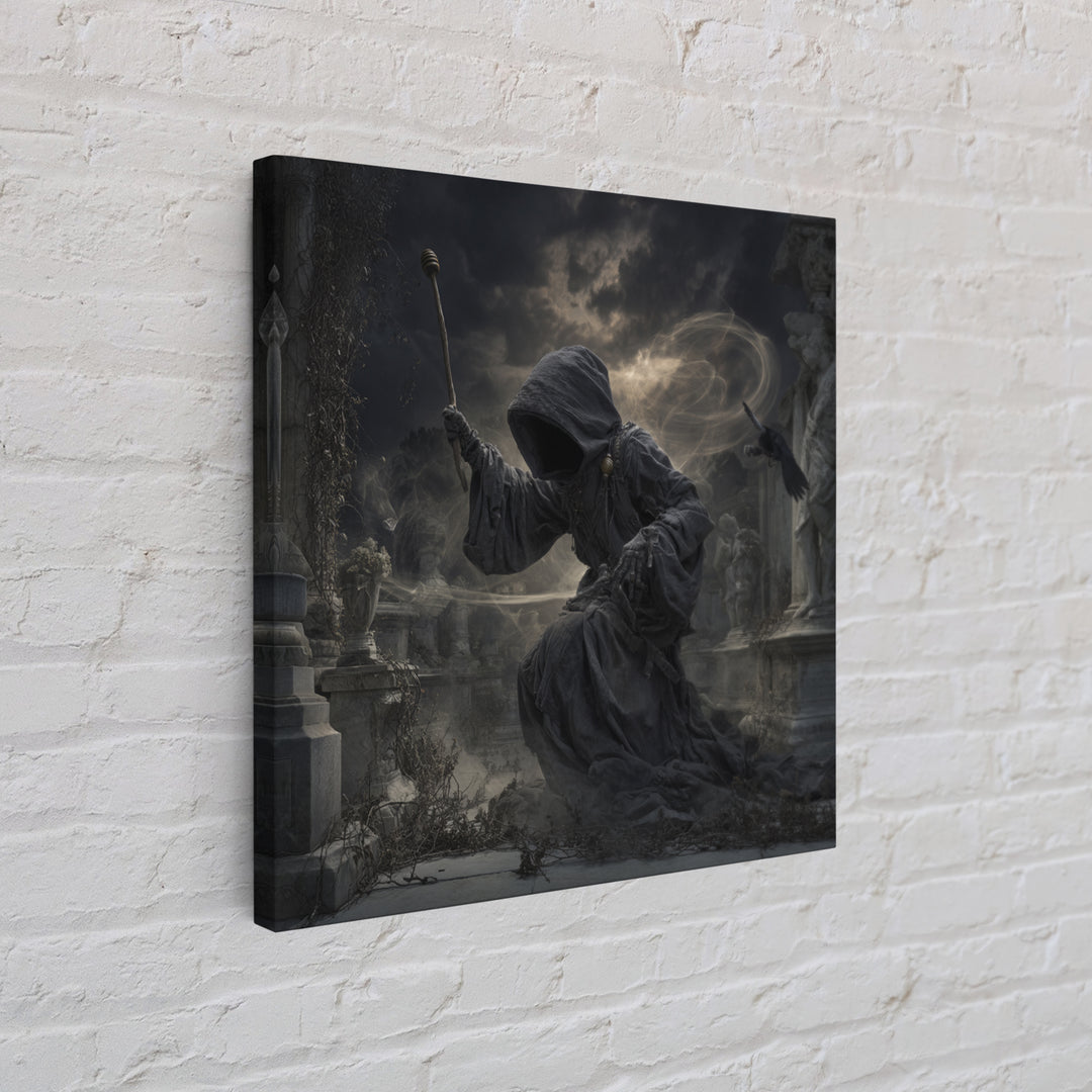The Cemetery Beekeeper, Square Wall Art, Gothic Horror Wall Art, Framed Canvas Print, Halloween Wall Decor, Gothic Home Decor