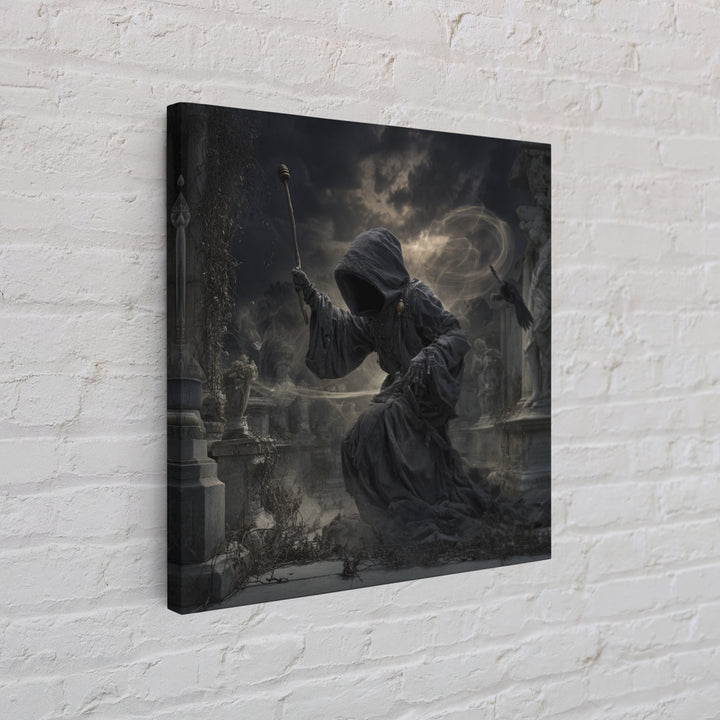 The Cemetery Beekeeper, Square Wall Art, Gothic Horror Wall Art, Framed Canvas Print, Halloween Wall Decor, Gothic Home Decor