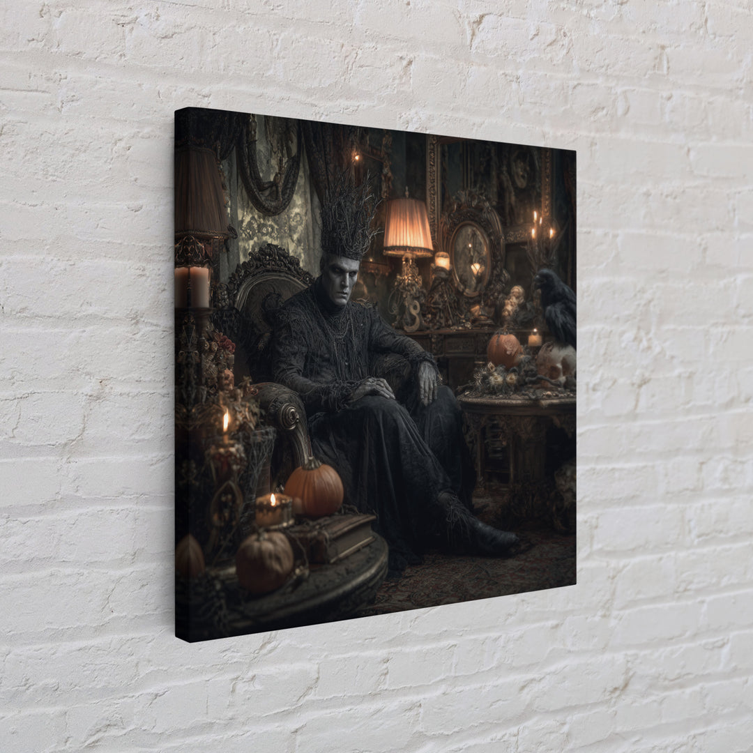 The Thorn-Crowned King, Square Wall Art, Haunted Gothic Art, Framed Canvas Print, Halloween Wall Decor, Gothic Home Decor, Dark Fantasy Art