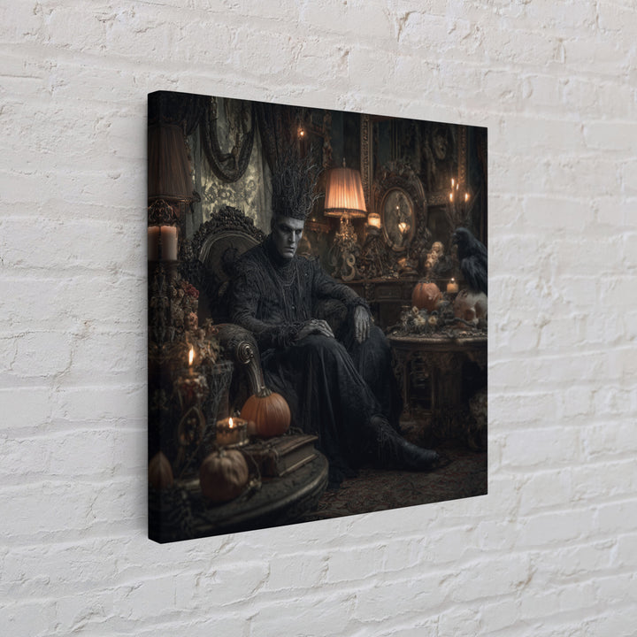 The Thorn-Crowned King, Square Wall Art, Haunted Gothic Art, Framed Canvas Print, Halloween Wall Decor, Gothic Home Decor, Dark Fantasy Art
