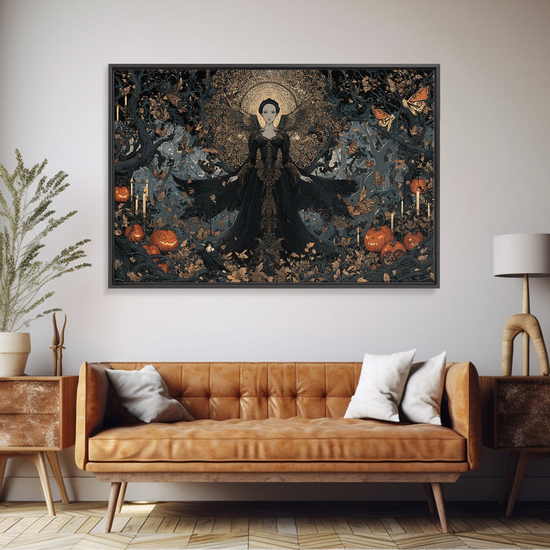 The Moth-Winged Empress, Landscape Wall Art, Gothic Horror Wall Art, Framed Canvas Print, Halloween Wall Decor, Gothic Home Decor