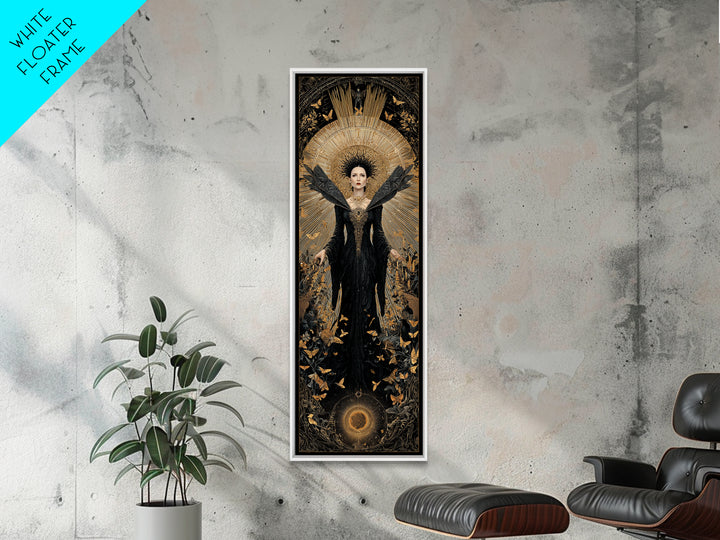The Moth-Winged Empress, Tall Narrow Wall Art, Dark Fantasy Wall Art, Canvas Print, Halloween Wall Decor, Gothic Home Decor