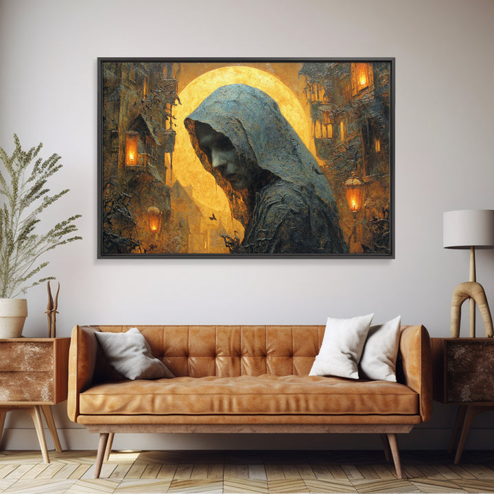 The Ash-Covered Oracle, Landscape Wall Art, Dark Halloween Decor, Canvas Print, Halloween Wall Decor, Gothic Home Decor