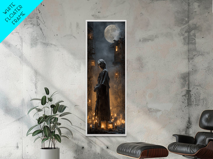The Ash-Covered Oracle, Tall Narrow Wall Art, Macabre Wall Art, Framed Canvas Print, Halloween Wall Decor, Gothic Home Decor