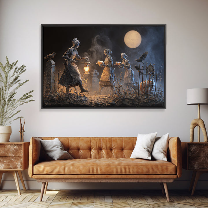 The Ghost Bakery, Landscape Wall Art, Haunted Gothic Art, Framed Canvas Print, Halloween Wall Decor, Gothic Home Decor, Halloween Decor