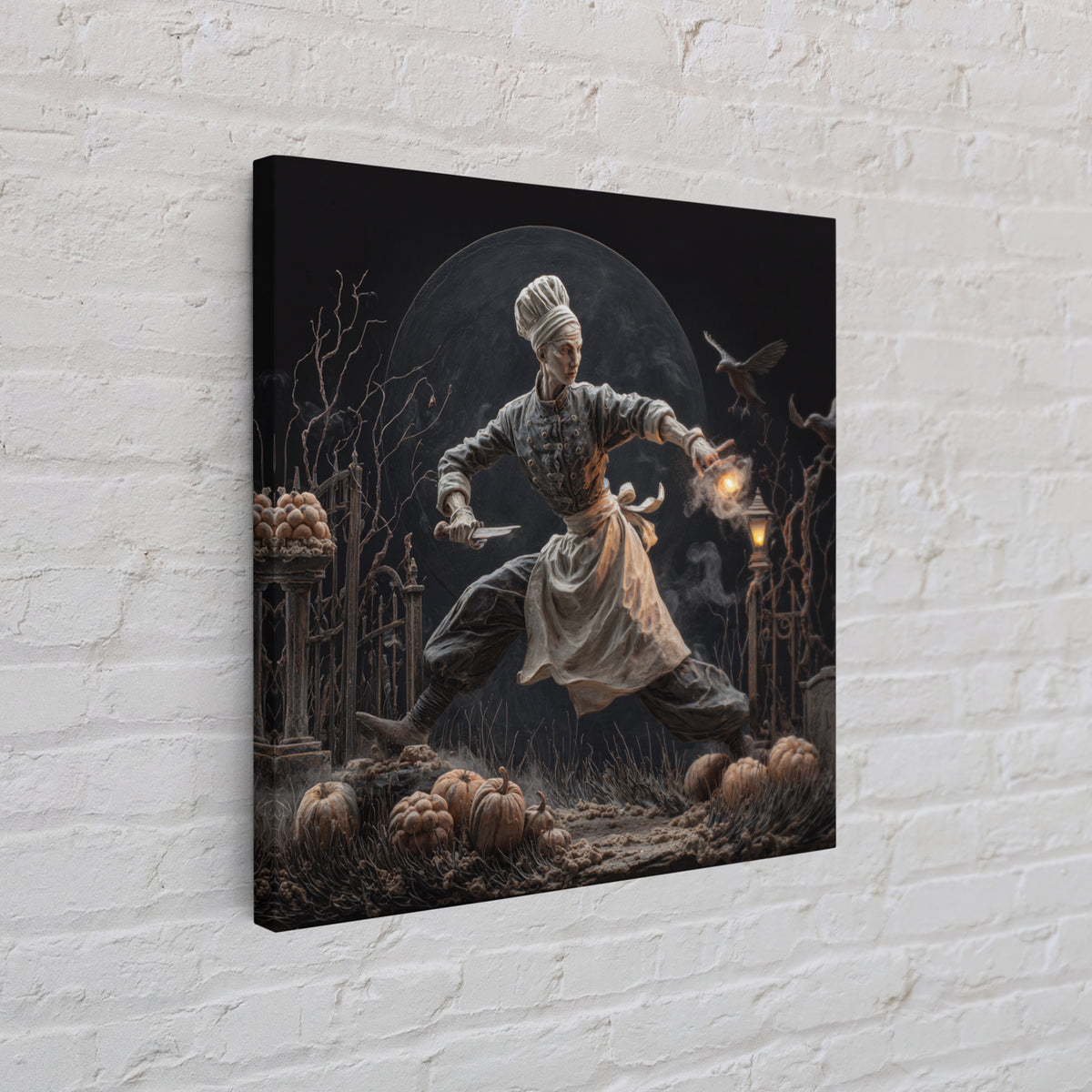 The Ghost Bakery, Square Wall Art, Dark Halloween Decor, Canvas Print, Halloween Wall Decor, Gothic Home Decor, Spooky Wall Decor