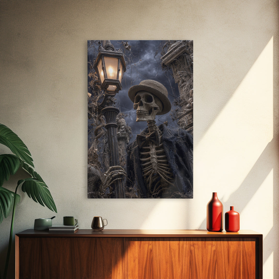 The Skeleton Barbershop Quartet, Vertical Wall Art, Spooky Home Decor, Canvas Print, Halloween Wall Decor, Gothic Home Decor