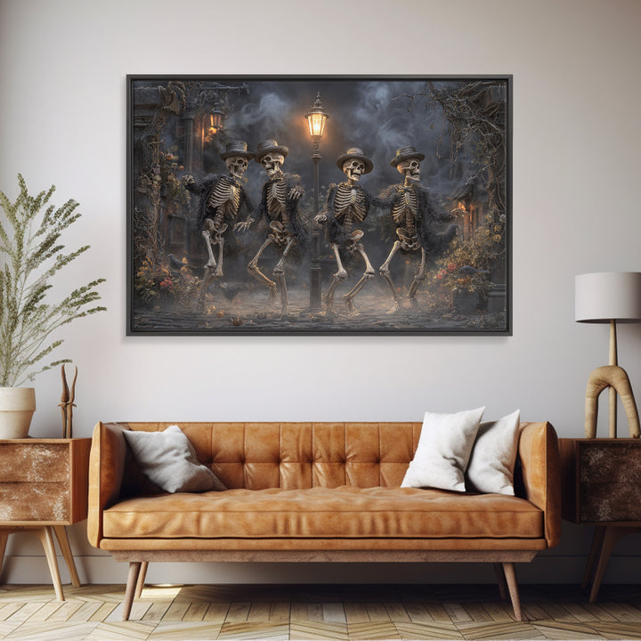 The Skeleton Barbershop Quartet, Landscape Wall Art, Dark Halloween Decor, Canvas Print, Halloween Wall Decor, Gothic Home Decor