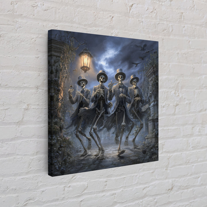 The Skeleton Barbershop Quartet, Square Wall Art, Gothic Horror Wall Art, Framed Canvas Print, Halloween Wall Decor, Gothic Home Decor