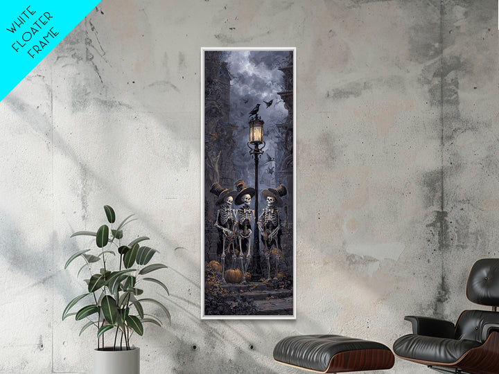 The Skeleton Barbershop Quartet, Tall Narrow Wall Art, Spooky Home Decor, Canvas Print, Halloween Wall Decor, Gothic Home Decor
