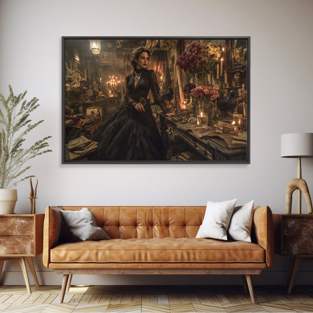 The Vampire Florist, Landscape Wall Art, Dark Fantasy Wall Art, Canvas Print, Halloween Wall Decor, Gothic Home Decor