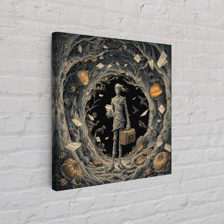 The Mummy Mail Carrier, Square Wall Art, Dark Fantasy Wall Art, Canvas Print, Halloween Wall Decor, Gothic Home Decor, Spooky Wall Decor