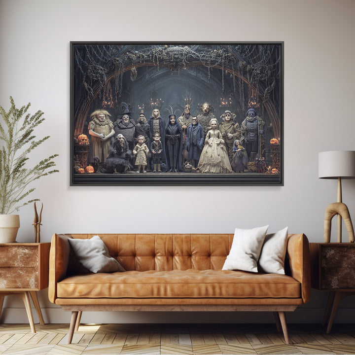 The Monster Family Portrait, Landscape Wall Art, Haunted Gothic Art, Framed Canvas Print, Halloween Wall Decor, Gothic Home Decor