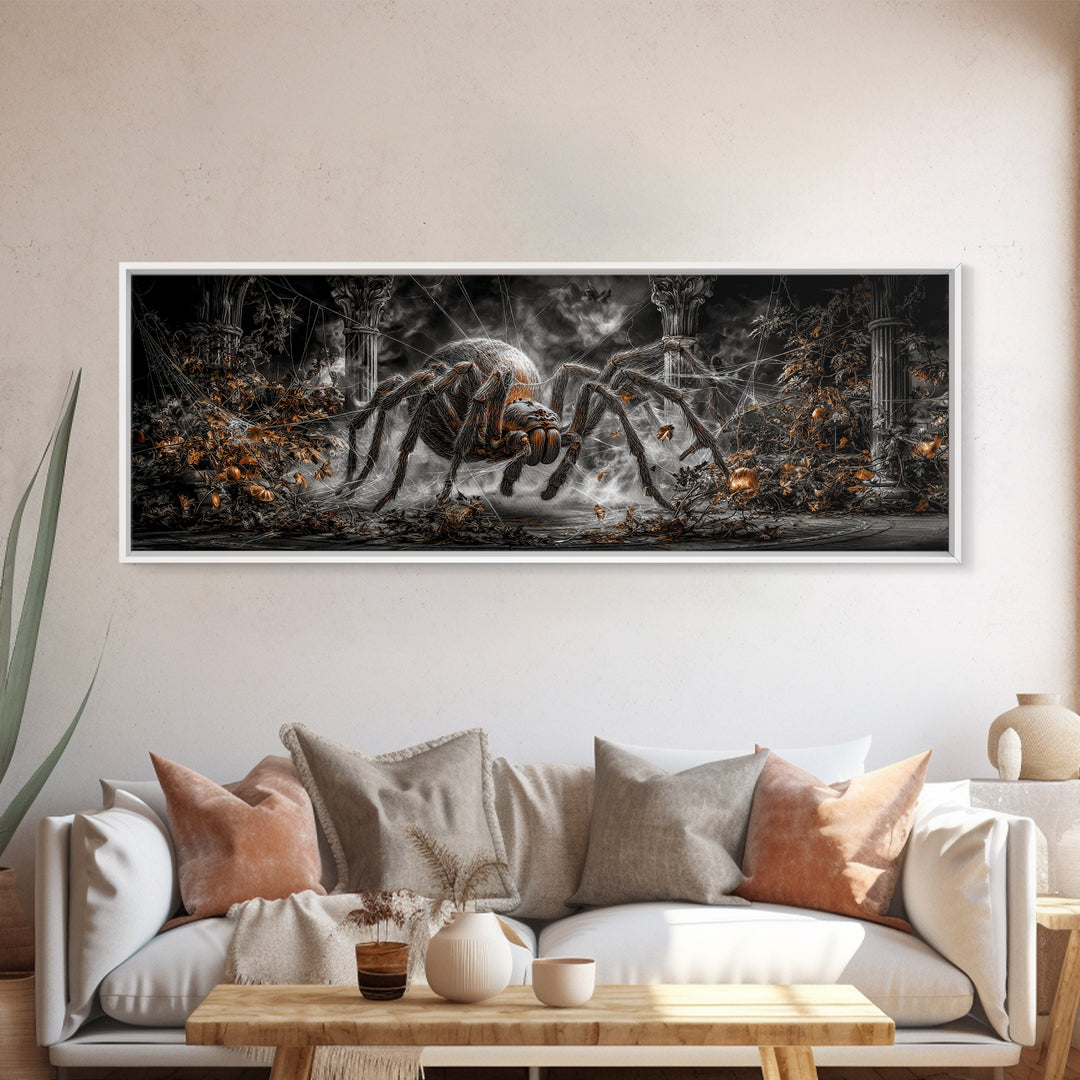 The Spider Sewing Circle, Extra Wide Wall Art, Dark Fantasy Wall Art, Canvas Print, Halloween Wall Decor, Gothic Home Decor