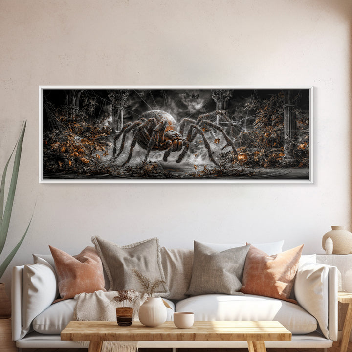 The Spider Sewing Circle, Extra Wide Wall Art, Dark Fantasy Wall Art, Canvas Print, Halloween Wall Decor, Gothic Home Decor