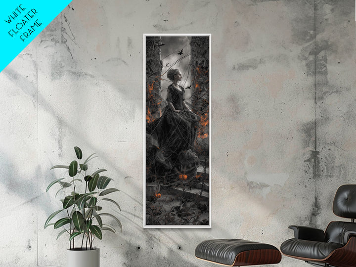The Spider Sewing Circle, Tall Narrow Wall Art, Spooky Home Decor, Canvas Print, Halloween Wall Decor, Gothic Home Decor, Spooky Wall Decor