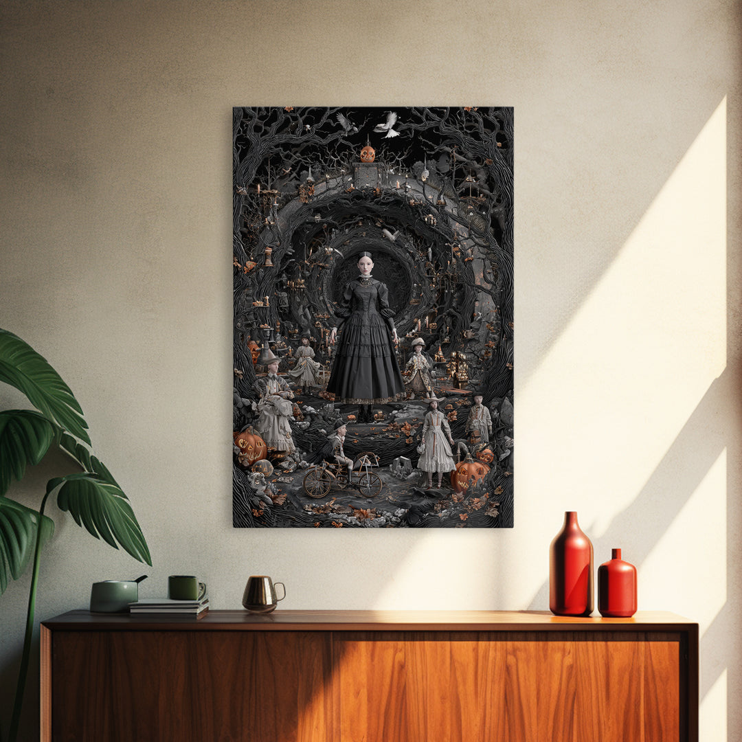 The Haunted Toy Parade, Vertical Wall Art, Dark Halloween Decor, Canvas Print, Halloween Wall Decor, Gothic Home Decor, Spooky Wall Decor