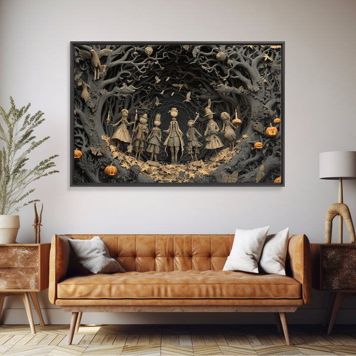 The Haunted Toy Parade, Landscape Wall Art, Gothic Horror Wall Art, Framed Canvas Print, Halloween Wall Decor, Gothic Home Decor