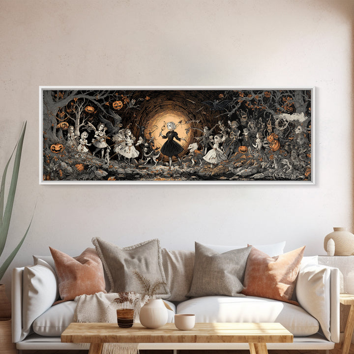 The Haunted Toy Parade, Extra Wide Wall Art, Haunted Gothic Art, Framed Canvas Print, Halloween Wall Decor, Gothic Home Decor
