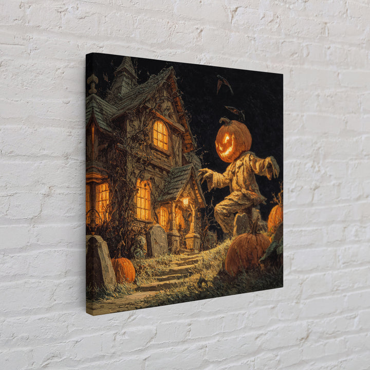 The Pumpkin-House Neighborhood, Square Wall Art, Dark Fantasy Wall Art, Canvas Print, Halloween Wall Decor, Gothic Home Decor