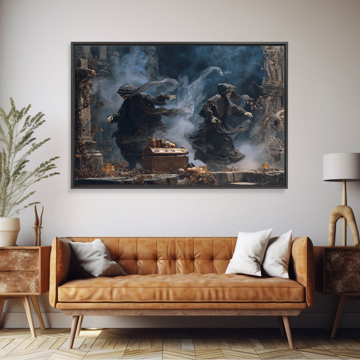 The Ghost Pirate Picnic, Landscape Wall Art, Haunted Gothic Art, Framed Canvas Print, Halloween Wall Decor, Gothic Home Decor