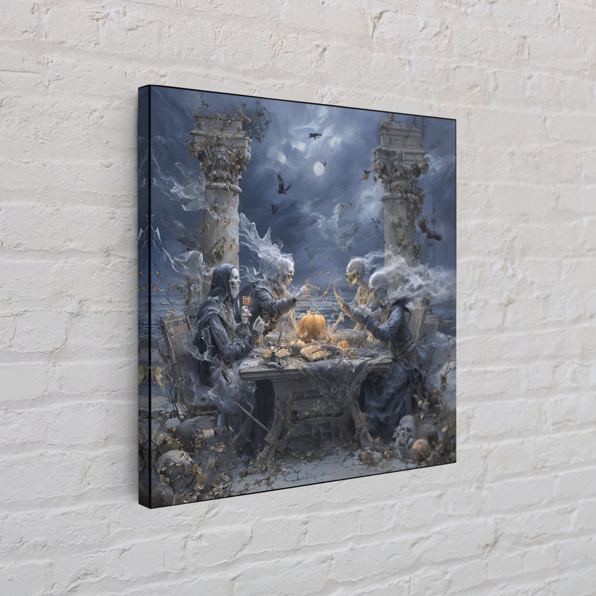 The Ghost Pirate Picnic, Square Wall Art, Dark Fantasy Wall Art, Canvas Print, Halloween Wall Decor, Gothic Home Decor, Spooky Wall Decor