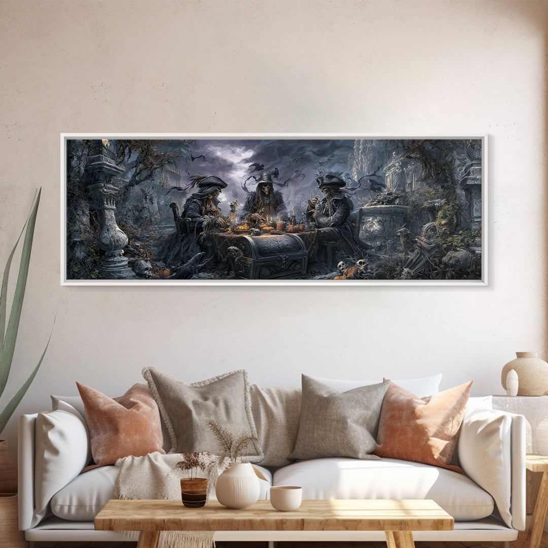 The Ghost Pirate Picnic, Extra Wide Wall Art, Haunted Gothic Art, Framed Canvas Print, Halloween Wall Decor, Gothic Home Decor