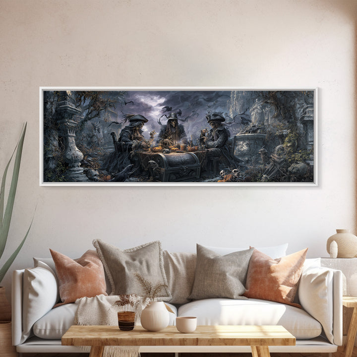 The Ghost Pirate Picnic, Extra Wide Wall Art, Haunted Gothic Art, Framed Canvas Print, Halloween Wall Decor, Gothic Home Decor