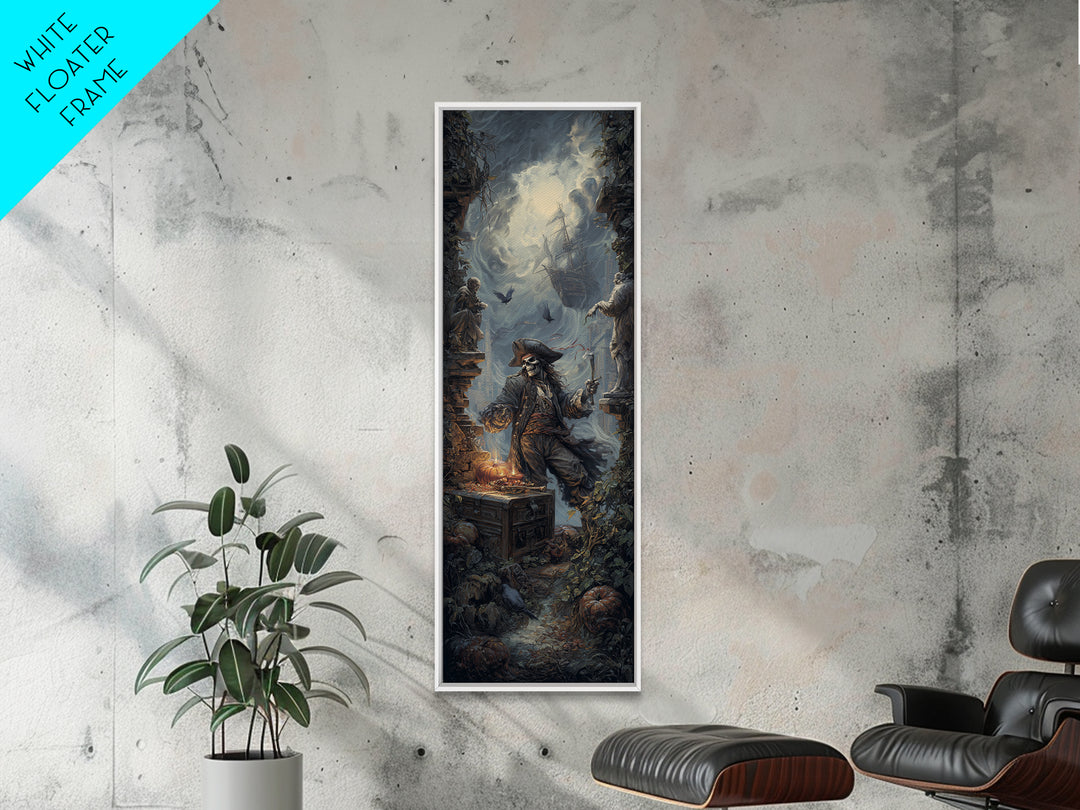 The Ghost Pirate Picnic, Tall Narrow Wall Art, Dark Fantasy Wall Art, Canvas Print, Halloween Wall Decor, Gothic Home Decor