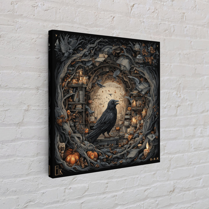 The Raven Post Office, Square Wall Art, Haunted Gothic Art, Framed Canvas Print, Halloween Wall Decor, Gothic Home Decor, Statement Wall Art