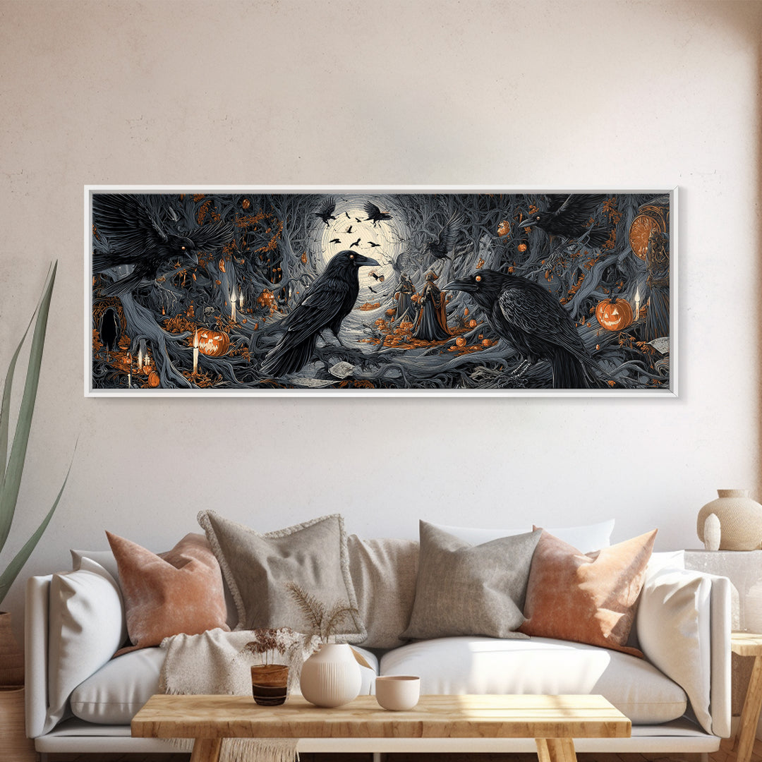 The Raven Post Office, Extra Wide Wall Art, Dark Halloween Decor, Canvas Print, Halloween Wall Decor, Gothic Home Decor, Seasonal Home Decor