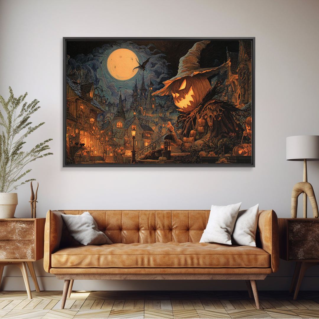 The Candy Corn Kingdom, Landscape Wall Art, Gothic Horror Wall Art, Framed Canvas Print, Halloween Wall Decor, Gothic Home Decor