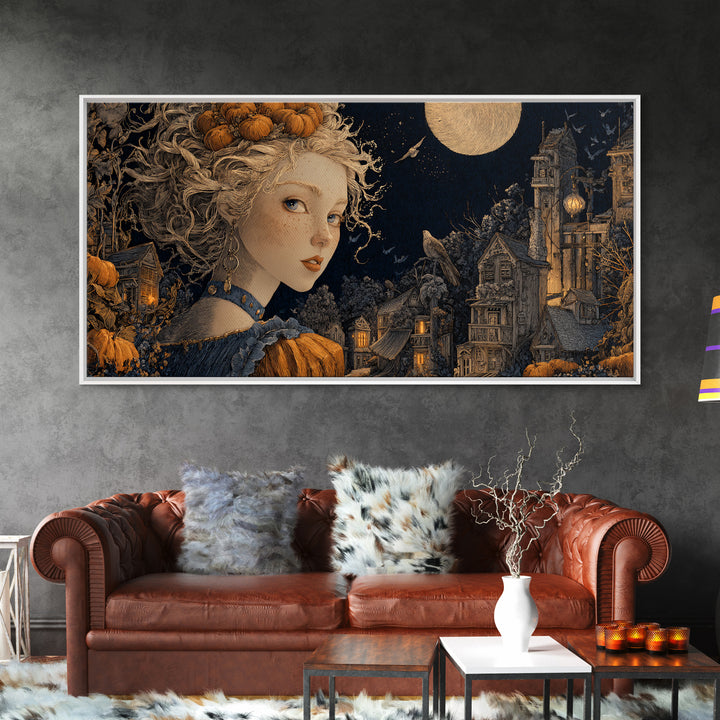 The Candy Corn Kingdom, Wide Panoramic Art, Dark Fantasy Wall Art, Canvas Print, Halloween Wall Decor, Gothic Home Decor, Halloween Decor