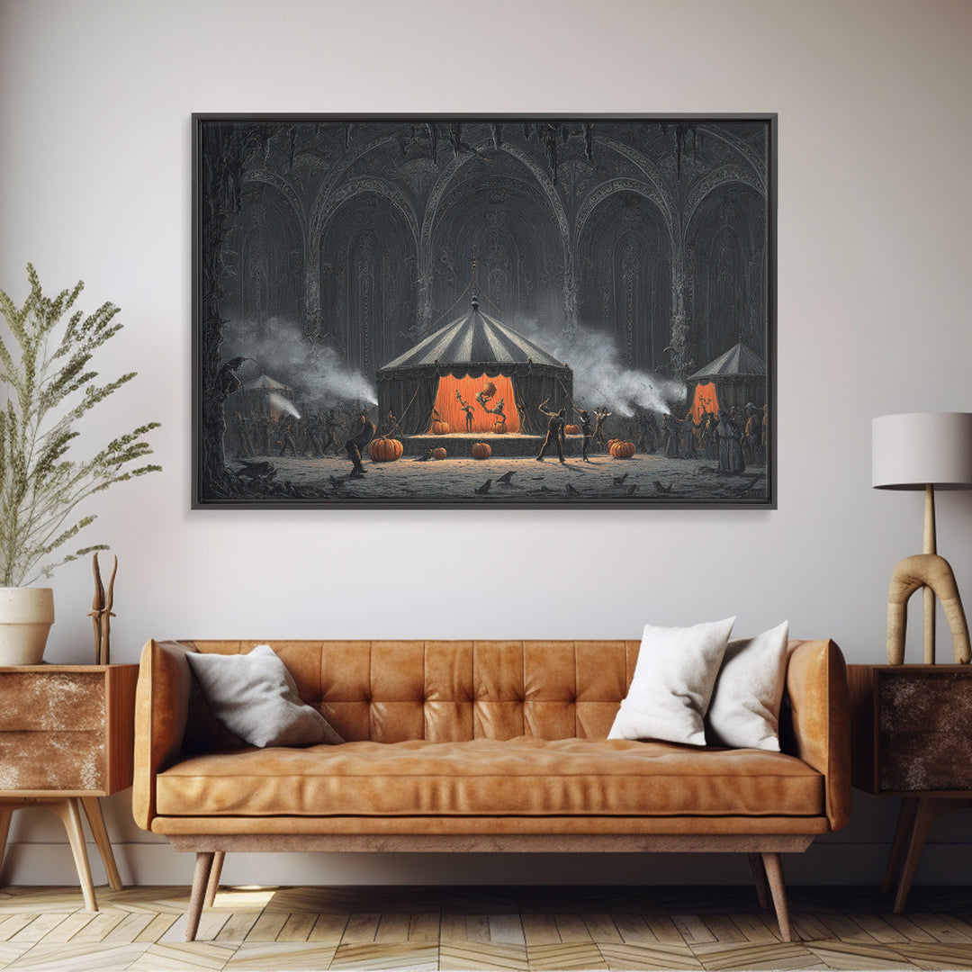 The Jack-O'-Lantern Circus, Landscape Wall Art, Spooky Home Decor, Canvas Print, Halloween Wall Decor, Gothic Home Decor